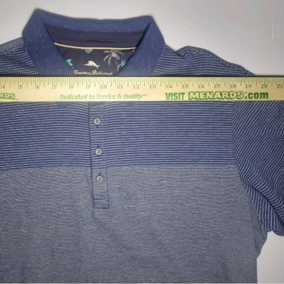 Tommy Bahama Mens Blue And White Striped Short Sleeve Polo Size XXL - Picture 9 of 11